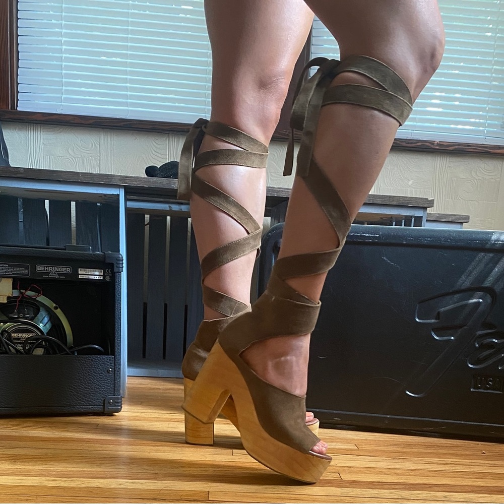 Free People Touch the Sky Strappy suede heel